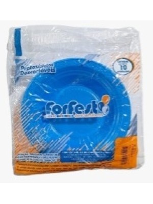 Prato Descartável Fundo 15cm Sobremesa Azul Neon