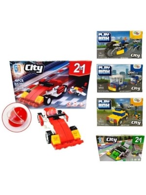 VEICULO DE MONTAR CITY PLAY BOX SORTIDO UN. WELLMIX