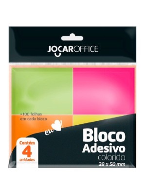 BLOCO ADESIVO COLOR NEON 38X50MM BLISTER C/4 BLOCOS 100FOLHAS CADA UND.